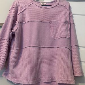 Easel  Pink Waffle Knit Long Sleeve Top size small